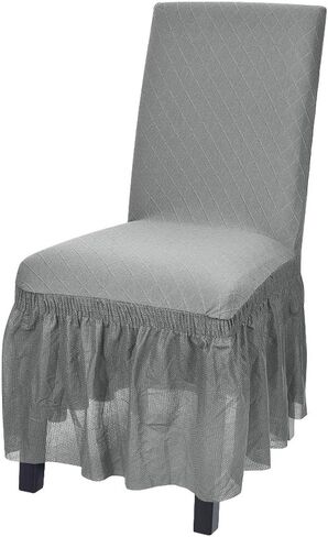 CURUYAN Stretchy Universal Chair Covers with Skirt Removable Washable Chair Cover Slipcover for Dining Kitchen Home Decor (Coffee) in Kuwait