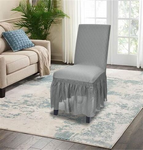 CURUYAN Stretchy Universal Chair Covers with Skirt Removable Washable Chair Cover Slipcover for Dining Kitchen Home Decor (Coffee) in Kuwait