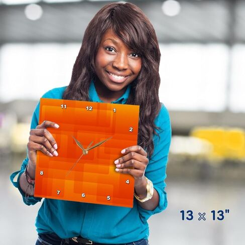3dRose Wall Clock Silent - 13 inch - Bright Orange On Orange Rounded Rectangles Abstract - Abstract Art in Saudi Arabia
