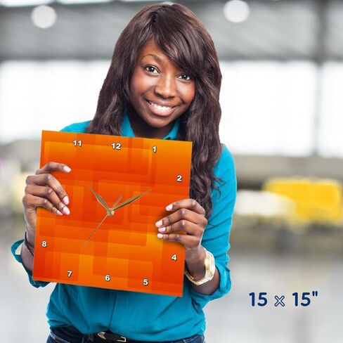 3dRose Wall Clock Silent - 13 inch - Bright Orange On Orange Rounded Rectangles Abstract - Abstract Art in Saudi Arabia