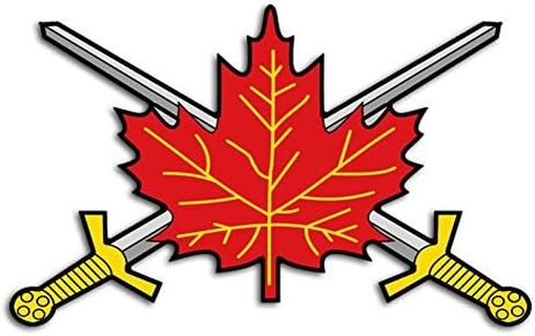Canadian Military Maple Leaf with Crossed Swords Shaped Sticker (army vet canada vinyl decal for car or laptop (3 x 5 inch) in Saudi Arabia