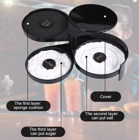 صندوق توابل كوكتيل عصير من 3 طبقات مع إسفنجة، لخلط الكوكتيلات والمارجريتا، حاوية الملح والسكر للبار، وحفلات الحانة والاستقبال in Kuwait