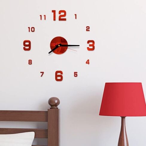 3D DIY Wall Clock, Living Room Dining Room Simple 3D Wall Sticker Wall Clock Creative Luminous DIY Acrylic Wall Clock Punch-Free Quartz Clock (15IN, Black) (Luminous) in Saudi Arabia