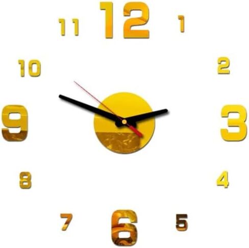 3D DIY Wall Clock, Living Room Dining Room Simple 3D Wall Sticker Wall Clock Creative Luminous DIY Acrylic Wall Clock Punch-Free Quartz Clock (15IN, Black) (Luminous) in Saudi Arabia