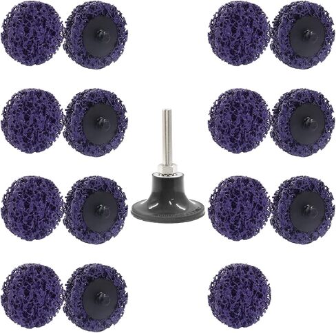 15 pcs Purple 50mm/2" Quick Change Easy Strip Wheel with 1pcs Black 1/4" Disc Pad Holder for Drill Cleans Welds, Rust Paint Removal Wheel in Saudi Arabia