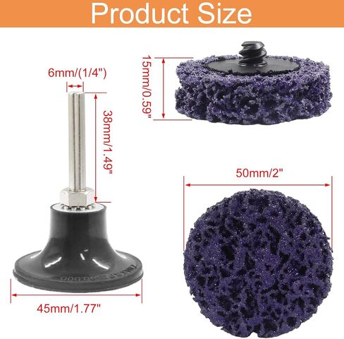 15 pcs Purple 50mm/2" Quick Change Easy Strip Wheel with 1pcs Black 1/4" Disc Pad Holder for Drill Cleans Welds, Rust Paint Removal Wheel in Saudi Arabia
