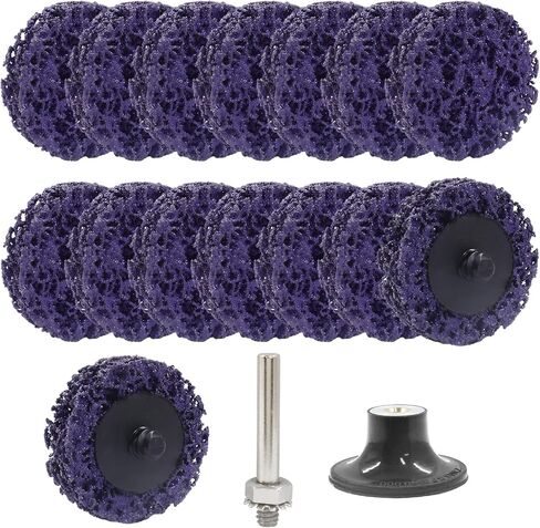 15 pcs Purple 50mm/2" Quick Change Easy Strip Wheel with 1pcs Black 1/4" Disc Pad Holder for Drill Cleans Welds, Rust Paint Removal Wheel in Saudi Arabia