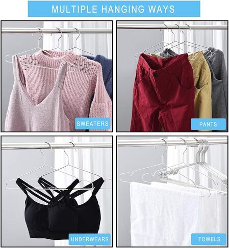 Seropy Coat Hangers Clothes 10 Pack Wire Hangers Heavy Duty Stainless Steel Hangers with Non Slip Grooves, Ultra Thin Metal Hangers Space Saving Clothing Hanger 16.5 Inch in Saudi Arabia