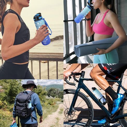 32 oz Water Bottle with Times to Drink and Straw, Motivational Drinking Bottles with Carrying Strap BPA & Toxic Free Leak proof Bottle, Perfect for Fitness, Gym and Outdoors (Aurora-Green) in Saudi Arabia
