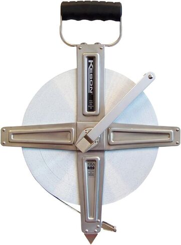 Keson SNR100M Nylon-Reinforced Steel Blade Tape Measure with Stainless Steel Housing, Zero Point at Tape End + .3-Meters and Ring End (Graduations: m, cm, mm), 100-Meter in Saudi Arabia