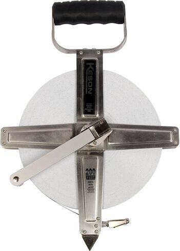 Keson SNR100M Nylon-Reinforced Steel Blade Tape Measure with Stainless Steel Housing, Zero Point at Tape End + .3-Meters and Ring End (Graduations: m, cm, mm), 100-Meter in Saudi Arabia