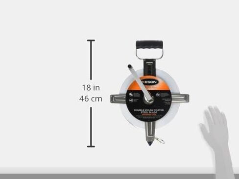 Keson SNR100M Nylon-Reinforced Steel Blade Tape Measure with Stainless Steel Housing, Zero Point at Tape End + .3-Meters and Ring End (Graduations: m, cm, mm), 100-Meter in Saudi Arabia
