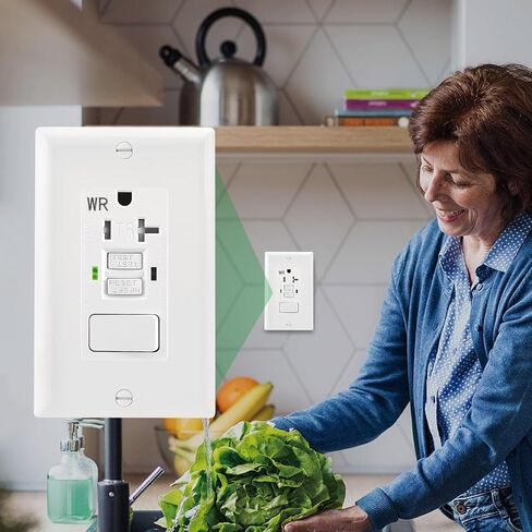 GFCI Outlet,Tamper Resistant GFCI Receptacle with Combination Switch,ETL Listed,Back &Side Wire,White (TR&WR20Amp) in Saudi Arabia