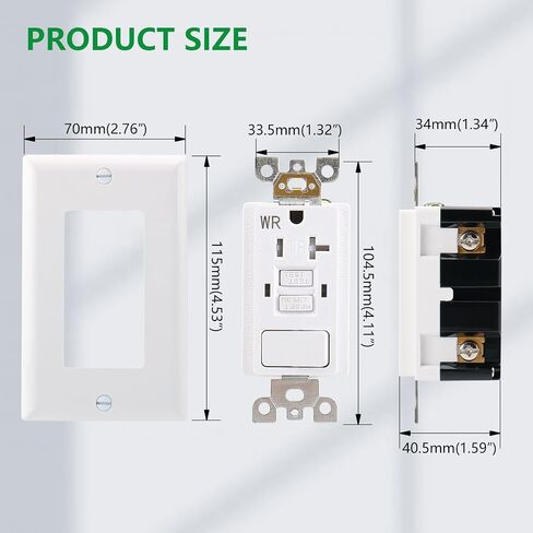 GFCI Outlet,Tamper Resistant GFCI Receptacle with Combination Switch,ETL Listed,Back &Side Wire,White (TR&WR20Amp) in Saudi Arabia
