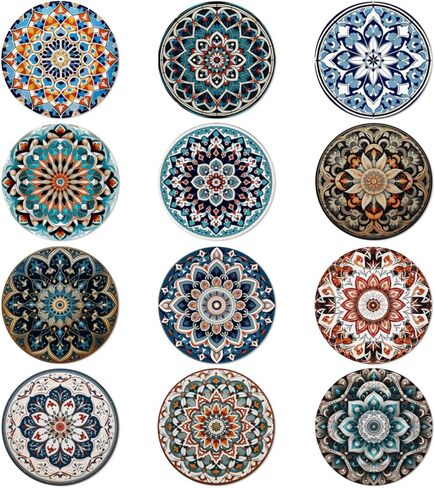 Trillionn 12 Pack Felt Cup Coasters for Drink, Absorbent Coasters for Coffee, Classical Flower Pattern Design Drink Coasters in Saudi Arabia