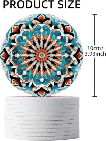 Trillionn 12 Pack Felt Cup Coasters for Drink, Absorbent Coasters for Coffee, Classical Flower Pattern Design Drink Coasters in Saudi Arabia