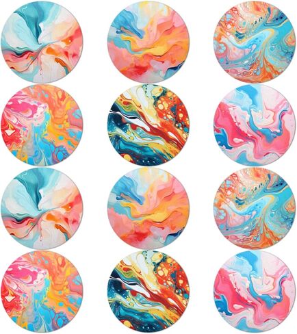 Trillionn 12 Pack Felt Cup Coasters for Drink, Absorbent Coasters for Coffee, Classical Flower Pattern Design Drink Coasters in Saudi Arabia