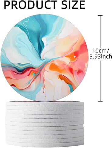 Trillionn 12 Pack Felt Cup Coasters for Drink, Absorbent Coasters for Coffee, Classical Flower Pattern Design Drink Coasters in Saudi Arabia