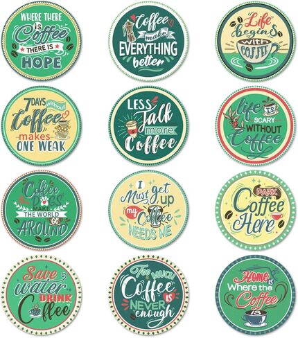 Trillionn 12 Pack Felt Cup Coasters for Drink, Absorbent Coasters for Coffee, Classical Flower Pattern Design Drink Coasters in Saudi Arabia