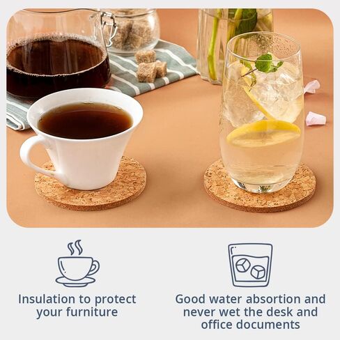 LIFVER 8 Packs Cork Coasters for Drinks, Outdoor Coasters with Holder, 4 Inches Drink Coasters with Cork Bases, for Tabletop Protection, Ideal Housewarming Gifts, Home Decor in Kuwait