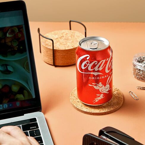 LIFVER 8 Packs Cork Coasters for Drinks, Outdoor Coasters with Holder, 4 Inches Drink Coasters with Cork Bases, for Tabletop Protection, Ideal Housewarming Gifts, Home Decor in Kuwait