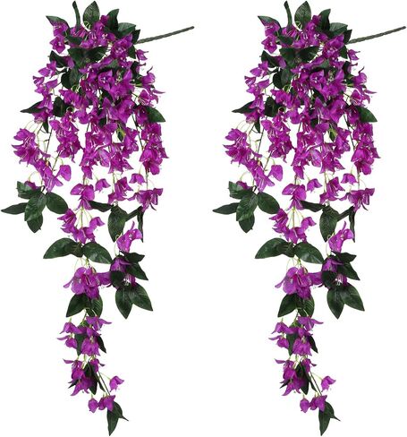 47.24in 2PCS Artificial Hanging Flowers Bougainvillea Artificial Flowers Faux Bougainvillea Outdoor UV Resistant Garland for Indoor Outdoor Garden Porch Eave Wedding Wall Décor(Pink) in Saudi Arabia