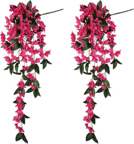 47.24in 2PCS Artificial Hanging Flowers Bougainvillea Artificial Flowers Faux Bougainvillea Outdoor UV Resistant Garland for Indoor Outdoor Garden Porch Eave Wedding Wall Décor(Pink) in Saudi Arabia