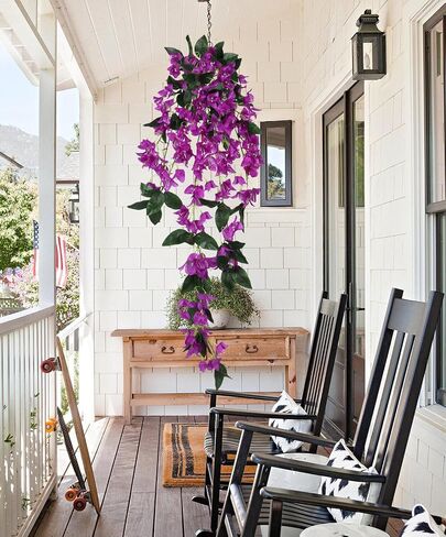 47.24in 2PCS Artificial Hanging Flowers Bougainvillea Artificial Flowers Faux Bougainvillea Outdoor UV Resistant Garland for Indoor Outdoor Garden Porch Eave Wedding Wall Décor(Pink) in Saudi Arabia