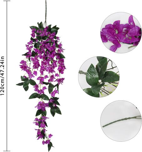 47.24in 2PCS Artificial Hanging Flowers Bougainvillea Artificial Flowers Faux Bougainvillea Outdoor UV Resistant Garland for Indoor Outdoor Garden Porch Eave Wedding Wall Décor(Pink) in Saudi Arabia