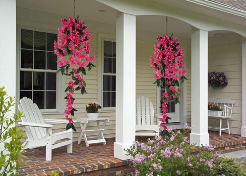 47.24in 2PCS Artificial Hanging Flowers Bougainvillea Artificial Flowers Faux Bougainvillea Outdoor UV Resistant Garland for Indoor Outdoor Garden Porch Eave Wedding Wall Décor(Pink) in Saudi Arabia