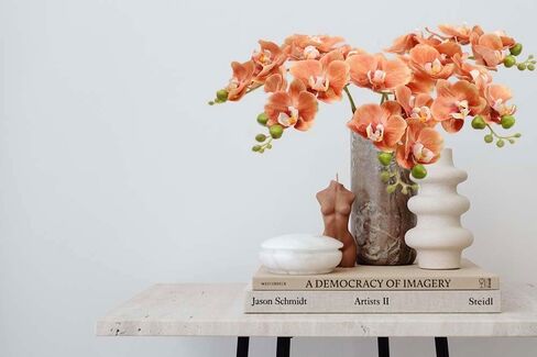 5 Artificial Orange Orchid Flower Stems 18 Inches Real Touch Faux Phalaenopsis Flowers Fake Orchid Flowers arrange for Wedding Bouquets Indoor Décor for Home Office (Orange) in Saudi Arabia
