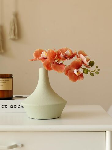 5 Artificial Orange Orchid Flower Stems 18 Inches Real Touch Faux Phalaenopsis Flowers Fake Orchid Flowers arrange for Wedding Bouquets Indoor Décor for Home Office (Orange) in Saudi Arabia