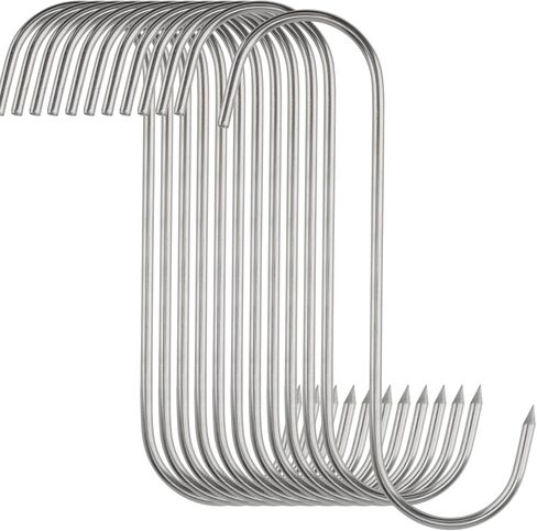 40 قطعة من خطافات اللحوم مقاس 6.3 بوصة، خطاف جزار من الفولاذ المقاوم للصدأ على شكل حرف S، خطاف تدخين لمعالجة اللحوم للتعليق والتجفيف والشواء والدجاج والأضلاع in Kuwait