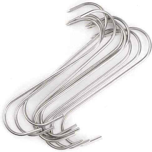 40 قطعة من خطافات اللحوم مقاس 6.3 بوصة، خطاف جزار من الفولاذ المقاوم للصدأ على شكل حرف S، خطاف تدخين لمعالجة اللحوم للتعليق والتجفيف والشواء والدجاج والأضلاع in Kuwait