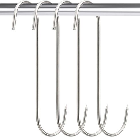 40 قطعة من خطافات اللحوم مقاس 6.3 بوصة، خطاف جزار من الفولاذ المقاوم للصدأ على شكل حرف S، خطاف تدخين لمعالجة اللحوم للتعليق والتجفيف والشواء والدجاج والأضلاع in Kuwait