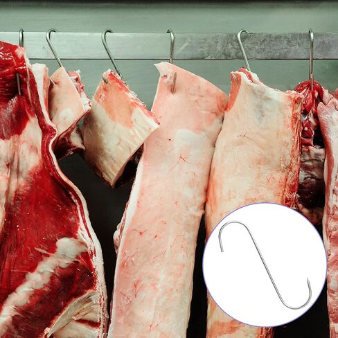 40 قطعة من خطافات اللحوم مقاس 6.3 بوصة، خطاف جزار من الفولاذ المقاوم للصدأ على شكل حرف S، خطاف تدخين لمعالجة اللحوم للتعليق والتجفيف والشواء والدجاج والأضلاع in Kuwait