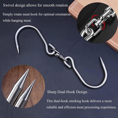 7pcs Meat Hooks for Smoker, 7 Inches Stainless Steel Smoking Hook S Shaped Butcher Meat Processing Hook for Smoker Butchering Drying Hanging Sausage Beef Pork Rib Jerky Grilling BBQ in Saudi Arabia