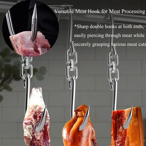 7pcs Meat Hooks for Smoker, 7 Inches Stainless Steel Smoking Hook S Shaped Butcher Meat Processing Hook for Smoker Butchering Drying Hanging Sausage Beef Pork Rib Jerky Grilling BBQ in Saudi Arabia