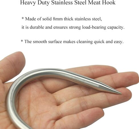 7pcs Meat Hooks for Smoker, 7 Inches Stainless Steel Smoking Hook S Shaped Butcher Meat Processing Hook for Smoker Butchering Drying Hanging Sausage Beef Pork Rib Jerky Grilling BBQ in Saudi Arabia