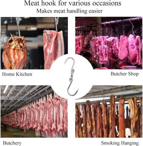 7pcs Meat Hooks for Smoker, 7 Inches Stainless Steel Smoking Hook S Shaped Butcher Meat Processing Hook for Smoker Butchering Drying Hanging Sausage Beef Pork Rib Jerky Grilling BBQ in Saudi Arabia