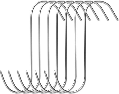 7pcs Meat Hooks for Smoker, 7 Inches Stainless Steel Smoking Hook S Shaped Butcher Meat Processing Hook for Smoker Butchering Drying Hanging Sausage Beef Pork Rib Jerky Grilling BBQ in Saudi Arabia
