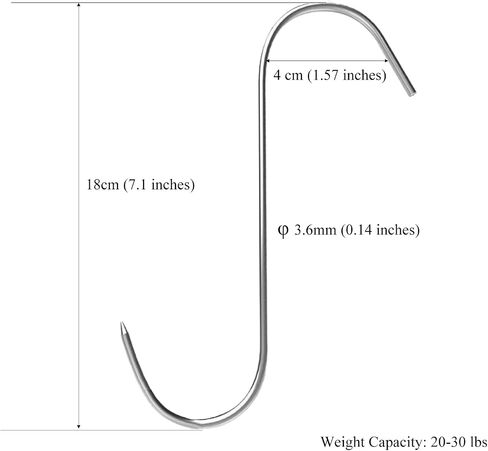 7pcs Meat Hooks for Smoker, 7 Inches Stainless Steel Smoking Hook S Shaped Butcher Meat Processing Hook for Smoker Butchering Drying Hanging Sausage Beef Pork Rib Jerky Grilling BBQ in Saudi Arabia