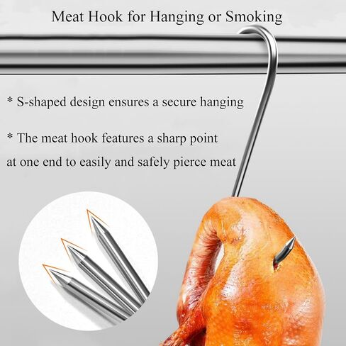 7pcs Meat Hooks for Smoker, 7 Inches Stainless Steel Smoking Hook S Shaped Butcher Meat Processing Hook for Smoker Butchering Drying Hanging Sausage Beef Pork Rib Jerky Grilling BBQ in Saudi Arabia