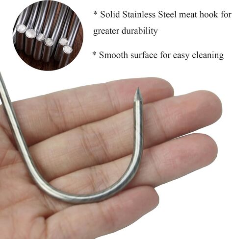 7pcs Meat Hooks for Smoker, 7 Inches Stainless Steel Smoking Hook S Shaped Butcher Meat Processing Hook for Smoker Butchering Drying Hanging Sausage Beef Pork Rib Jerky Grilling BBQ in Saudi Arabia