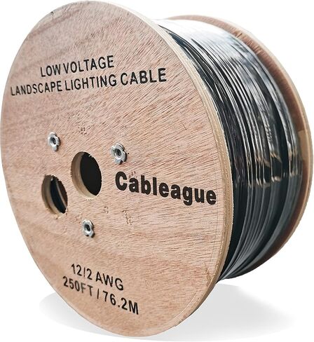 12/2 Low Voltage Landscape Lighting Wire 250ft 12AWG*2C Waterproof Conductor Outdoor Direct Burial 250 feet Black in Kuwait