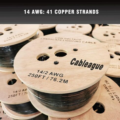 12/2 Low Voltage Landscape Lighting Wire 250ft 12AWG*2C Waterproof Conductor Outdoor Direct Burial 250 feet Black in Kuwait