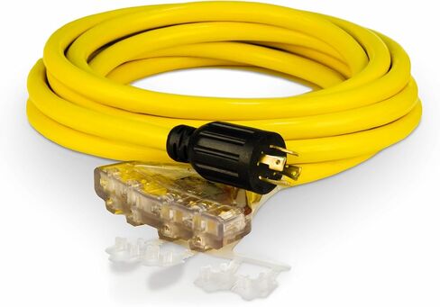 Champion 25-Foot 30-Amp 125/250-Volt Fan-Style Generator Extension Cord (L14-30P to four 5-20R), Yellow in Saudi Arabia