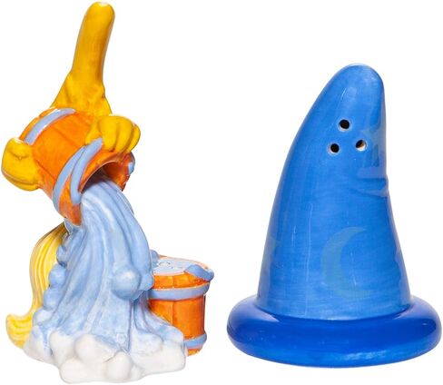 Enesco Disney Ceramics Fantasia Sorcerer Hat and Broom Salt and Pepper Spice Shaker Set, 3.5 Inch, Multicolor in Saudi Arabia