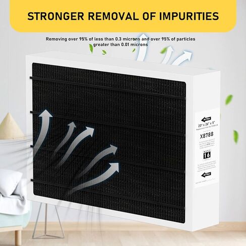 X8788 MERV 16 Furnace Filter Replacement Compatible with Lennox X8788 and Pureair PCO20-28 Cleaner, 20x26x5, Black, 1 Pack in Saudi Arabia