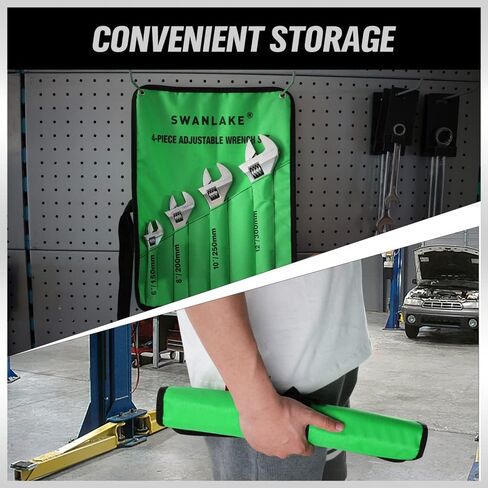 مجموعة مفاتيح ربط قابلة للتعديل مكونة من 4 قطع من SWANLAKE، فولاذ CR-V، مجموعة مفاتيح ربط هلالية (6 بوصة، 8 بوصة، 10 بوصة، 12 بوصة) in Kuwait